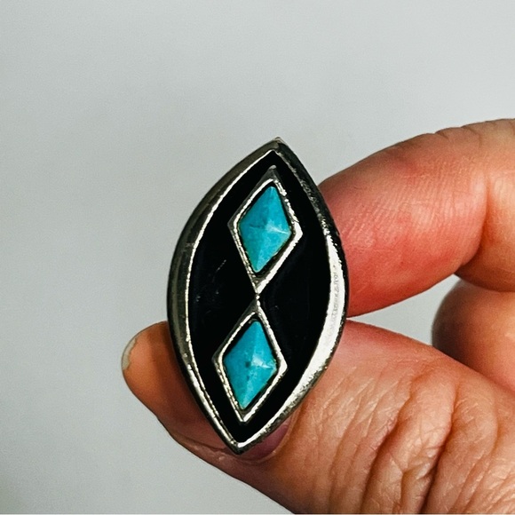 vintage st labre diamond shape turquoise southwestern cufflinks costume - Picture 4 of 6